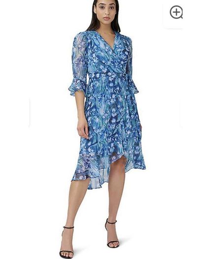 Adrianna Papell Blue Floral Chiffon