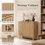 Sideboard, Buffet Storage Cabinet with Fluted Decorating, Sideboard Storage Cabinet with 2 Doors & Adjustable Shelf, Kitchen Cupboard for Living Room, Dining Room, 35 x 77 x 78 cm, Oak Image 4