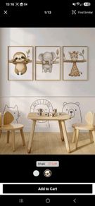 3pcs Sloth Elephant Giraffe Animal Art Prints Poster Wall Decor For Nursery Bedroom Kids Room Unframed 21cm x 30cm