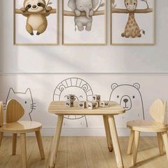 3pcs Sloth Elephant Giraffe Animal Art Prints Poster Wall Decor For Nursery Bedroom Kids Room Unframed 21cm x 30cm