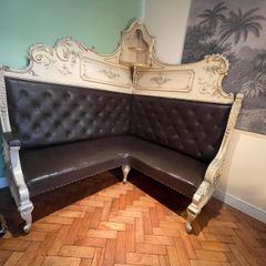 antique rococo carved wood corner seat