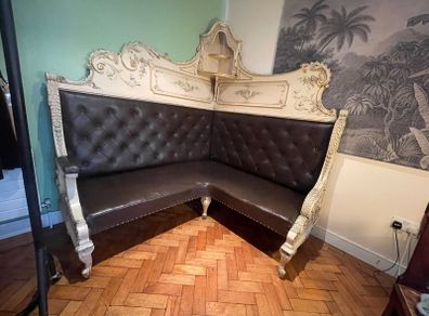 antique rococo carved wood corner seat