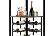 Corner Bar Cabinet with Glass Holder, 4 Tier Liquor Wine Cabinet with Metal Mesh Doors, Buffet Cabinet Wine Rack Cabinet with Anti-tip Kit for Home Coffee Bar Liquor and Wine Storage
