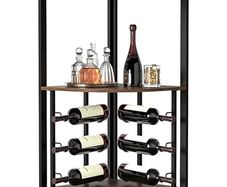 Corner Bar Cabinet with Glass Holder, 4 Tier Liquor Wine Cabinet with Metal Mesh Doors, Buffet Cabinet Wine Rack Cabinet with Anti-tip Kit for Home Coffee Bar Liquor and Wine Storage