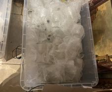 Large box of drinking glasses