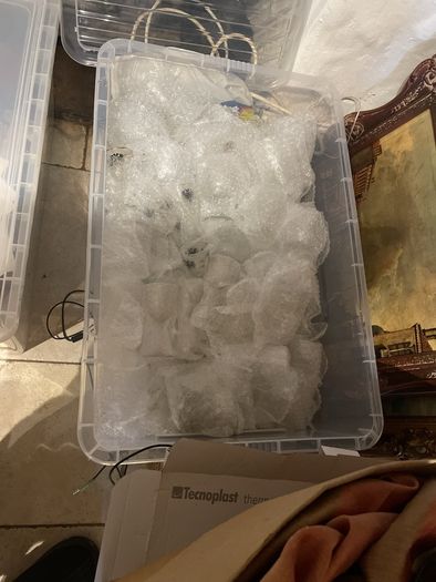 Large box of drinking glasses