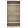Wardrobe White and Sonoma Oak 100x50x200 cm Chipboard Image 5