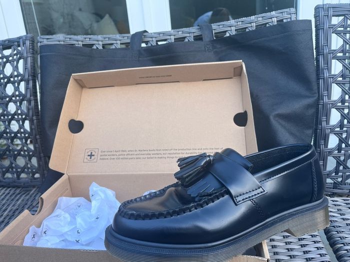 Adrian Dr Martin Polished Smooth Black Loafers UK 6.5