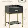 Bedside Table, 3-tier Modern Bedside Table with Storage Drawer and Shelf, Small Side Table for Bedroom, Living Room, Black Image 2