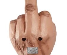 Middle finger Halloween latex mask.