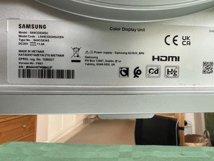 Samsung Ls49cg934suxen Odyssey Oled 49" Monitor 5120x1440 240hz G9 Ultra For Parts