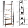 NEW SALE | Bookshelf, Ladder Shelf 5-Tier Bookcase for Bedroom, Industrial Book Shelves Storage Rack with Metal Frame for Home Office, Rustic Brown Image 3