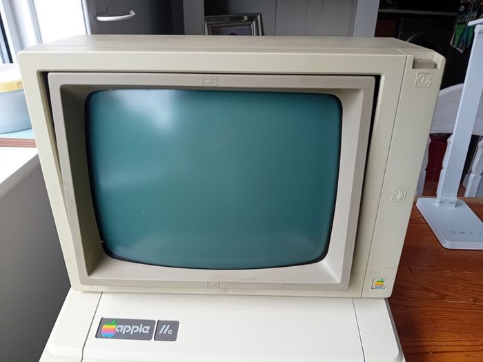 Apple IIe & Green Monitor, Nic, Serial card