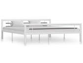 Bed Frame White and Black Metal 180x200 cm