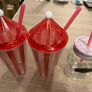 Glass cup with lid and straw Image 3