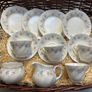 Queens Claire Bone China 14 Piece Tea Set - Blue Floral Vintage Excellent Image 4