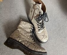 D.Franklin Snake Print Combat Boots / Chunky Platform Lace-Up Size 40
