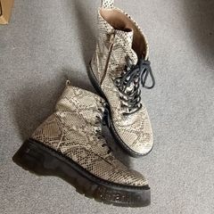 D.Franklin Snake Print Combat Boots / Chunky Platform Lace-Up Size 40