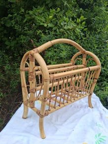 Vintage Bamboo and Rattan Magazine Rack