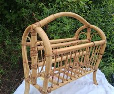 Vintage Bamboo and Rattan Magazine Rack
