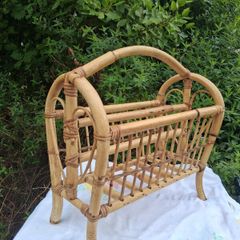 Vintage Bamboo and Rattan Magazine Rack