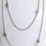 Vintage TI SENTO 925 Sterling Silver Long 30" silver station necklace with clear stones 9,1g                              es Image 3
