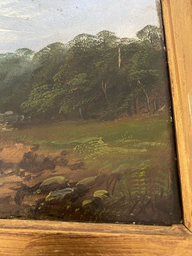 Small 19th Century Oil on Canvas in Gilt Frame
