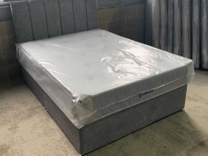 Grey Divan bed with quality orthopaedic mattress