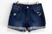 Pre Owned High-Waisted Distressed Denim Shorts