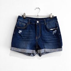 Pre Owned High-Waisted Distressed Denim Shorts