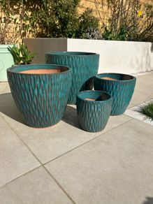 Set of 4 new ceramic glazed terracotta pots