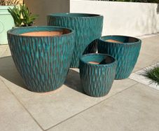 Set of 4 new ceramic glazed terracotta pots