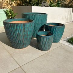 Set of 4 new ceramic glazed terracotta pots