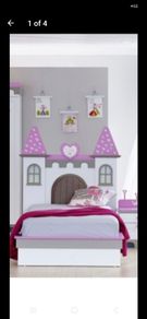 Alfemo princess castle single kids bed with lights