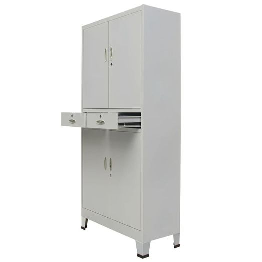Office Cabinet with 4 Doors Steel 90x40x180cm Grey