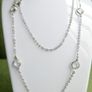 Vintage 19 Inch Sparkling Crystals Chain Design Necklace 925 Sterling Silver 11,21g Image 2