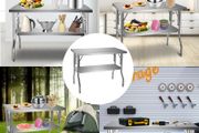 Single-Shelf Professional Stainless Steel Open Kitchen Folding Work Prep Tables Easy Storage for Home Commercial
