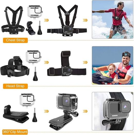 NEW SALE | 52 IN 1 Accessories Kit compatible with GoPro HERO 11/10/9 Black, Waterproof Housing+Filters +Silicone Case Kit+Head Chest Strap+Suction Cup