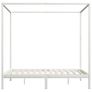 Canopy Bed Frame White Solid Pine Wood 6FT Super King Image 2