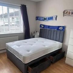New Stylish single ,Double 4ft, 4ft6, King 5ft And 6ft Superking Sizes Divan Beds Instock. Drawers And Optional Tufted Mattresses Available. Free Delivery