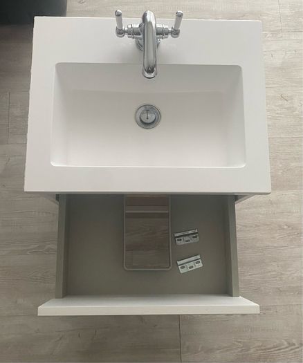 Lucca 500 Matt White Wall Hung Vanity Unit Complete with Basin & Taps