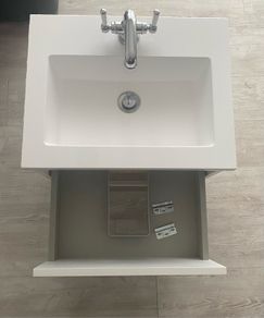 Lucca 500 Matt White Wall Hung Vanity Unit Complete with Basin & Taps