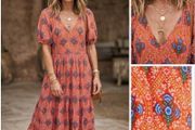 Boden maxi dress chic boho folk print  fabulous
