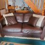 Brown Leather Sofa Set x 3 and 2 Seater Image 3