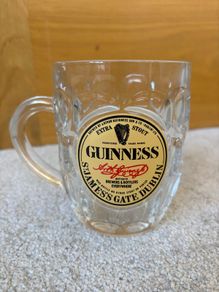 Guinness "thumbprint" dimpled tankard mug featuring the iconic "Extra Stout" label