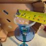 Parlane collection candle holder hand made coloured glass blue and green stem. Image 4