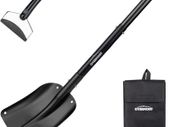 82cm Telescopic Full Size Snow Shovel with Ice Scraper Aluminum Lightweight Utility Portable Shovel Mud for Car, Camping, and Garden Black