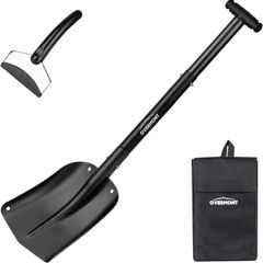 82cm Telescopic Full Size Snow Shovel with Ice Scraper Aluminum Lightweight Utility Portable Shovel Mud for Car, Camping, and Garden Black