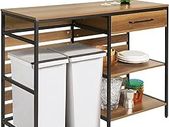 Vintage Panel style table with drawer and shelves console table desk