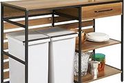 Vintage Panel style table with drawer and shelves console table desk